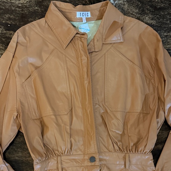 TCEC Caramel Tan Faux-Leather Utility Jacket - Picture 4 of 5